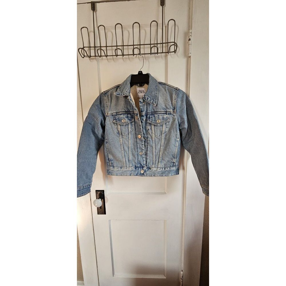 ZARA denim sherpa Lined Join Life 100% Ecologically grown cotton Jacket Women S